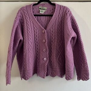 Aran Crafts Lavender Cable Knit Cardigan